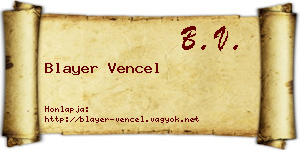 Blayer Vencel névjegykártya